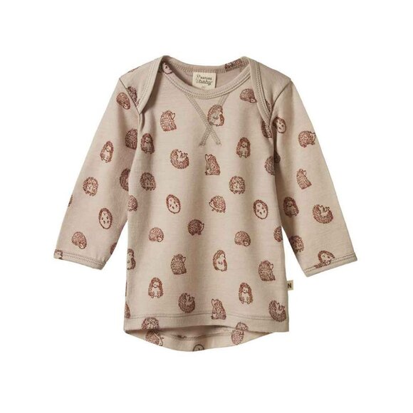 Merino Essential Tee - Happy Hedgehog Print - Picture 1 of 1